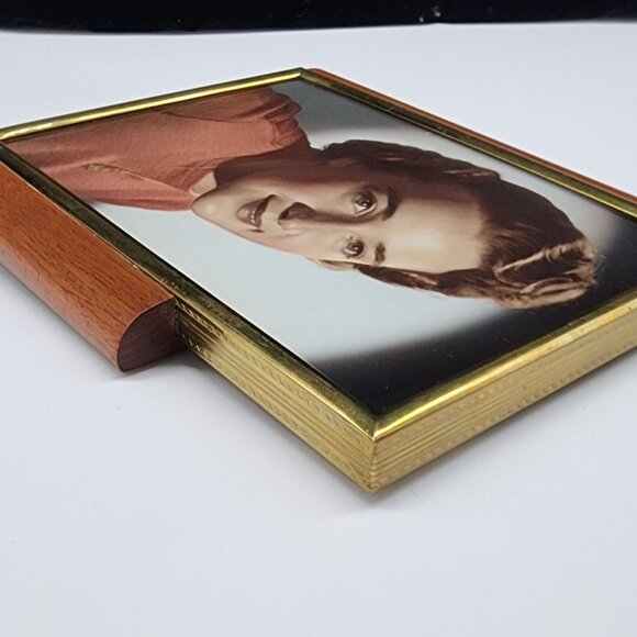MCM Art Deco Teak Wood & Brass Photo Picture Frame 6.5"x7" VTG - Picture 9 of 9